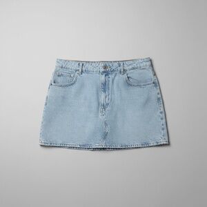 Zara Light Wash Denim Mini Skirt | XL | 5-Pocket Jean Skirt | Waist 32”